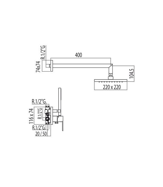 LOFT-TRES 20018002 Kit Ducha Grifo Empotrado