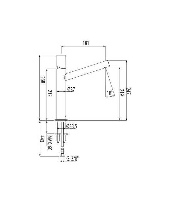 MAX-TRES 06120601 Grifo Lavabo Caño largo