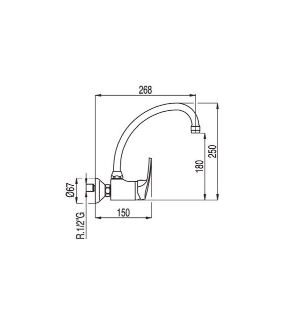 ECO-TRES 17021802 Grifo Fregadero Pared