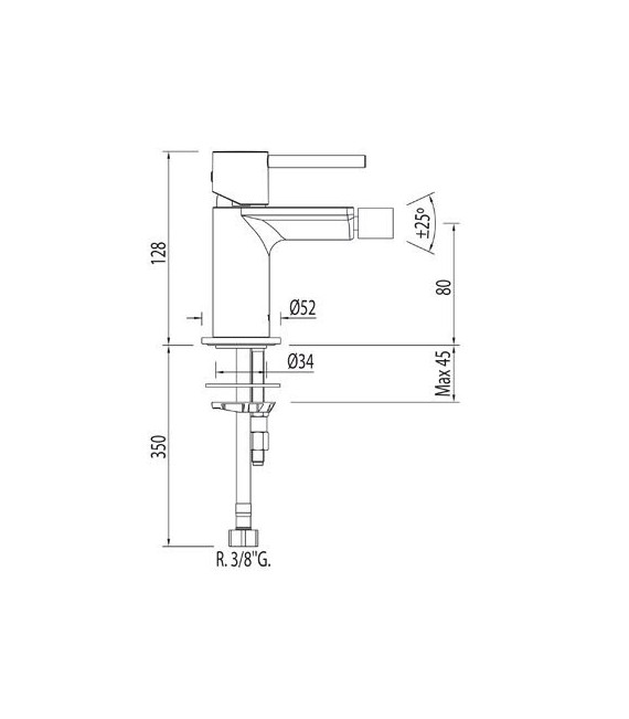 MAX-TRES 06222001D Grifo Bidé C/Desagüe Automático