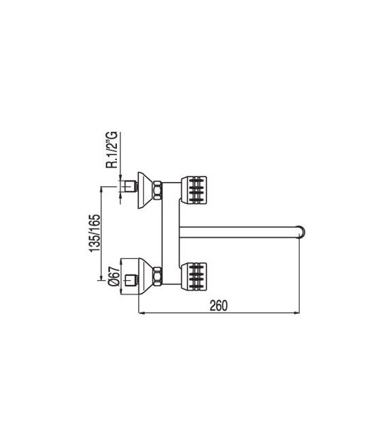 ESE-23 123310 Grupo Fregadero Pared Distancia a Pared de 260 mm.