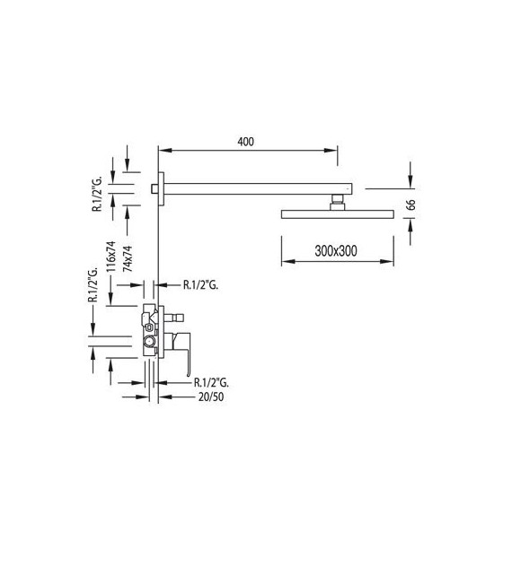 CUADRO-TRES 106985 Kit Ducha Grifo Empotrado