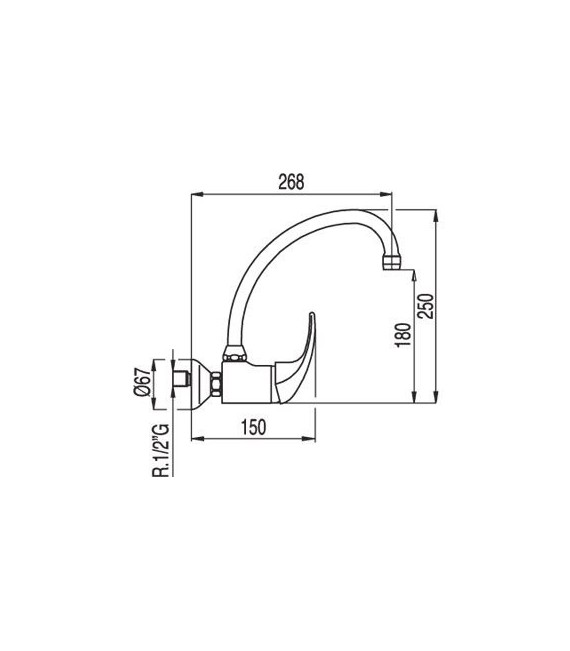 MONO-TRES 2000 172418 Grifo Fregadero Pared