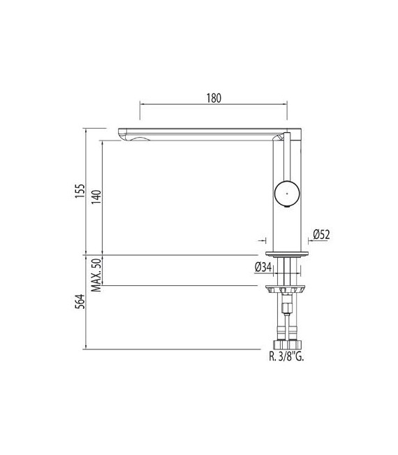 MAX-TRES 06290502 Grifo Lavabo caño de 34x9 mm.