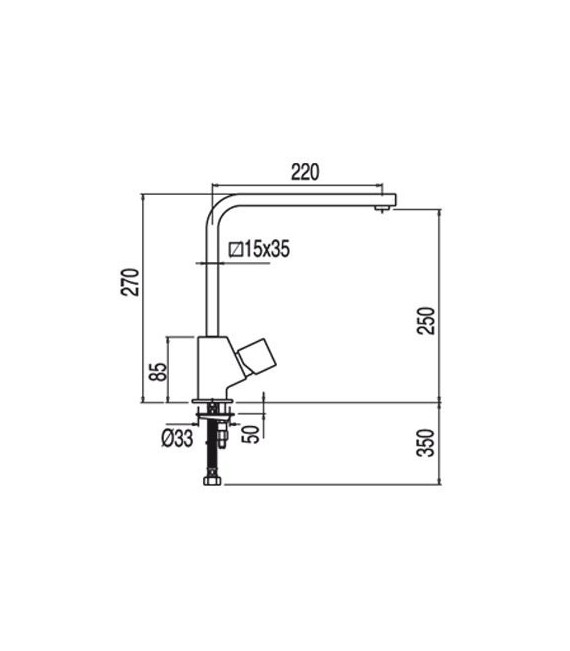 TOP-TRES 107440 Grifo Fregadero Vertical caño de 35x15 mm.