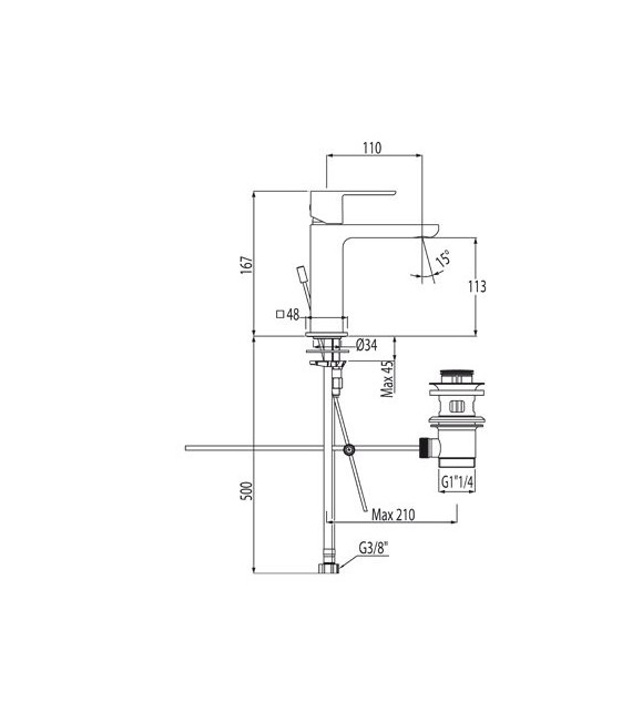 LOFT-TRES 20010301D Grifo Lavabo C/Desagüe Automático
