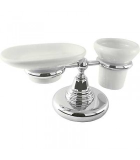 TRES 12463613 Portavasos-jabonera de encimera cerámico