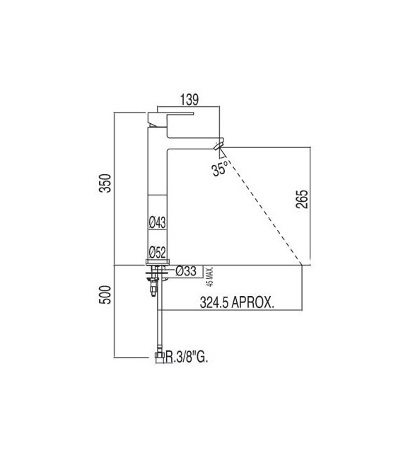 LEX-TRES 186207 Grifo Lavabo con alargadera