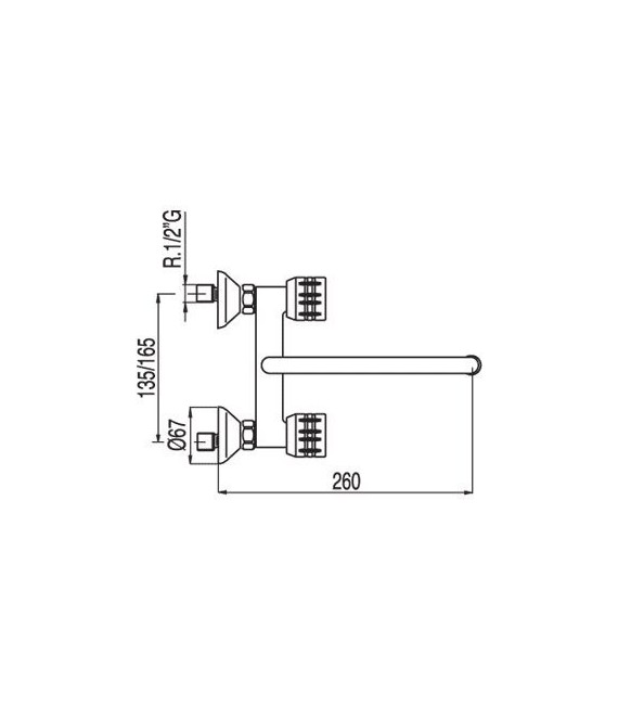 ESE-23 123315 Grupo Fregadero Pared Distancia a Pared de 260 mm.