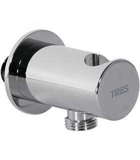 TRES 20518201 Soporte redondo para Ducha con toma Pared