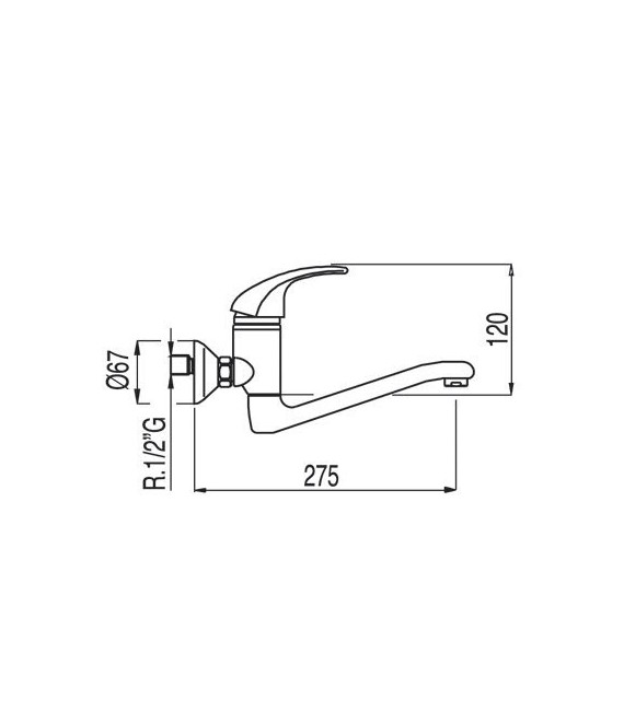 MONO-TRES 2000 172318 Grifo Fregadero Pared