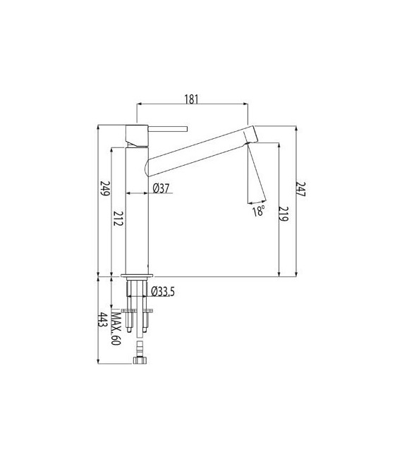 MAX-TRES 06220601 Grifo Lavabo Caño largo