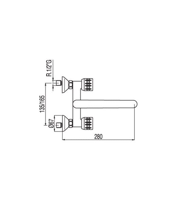 ESE-23 123317 Grupo Fregadero Pared Distancia a Pared de 280 mm.