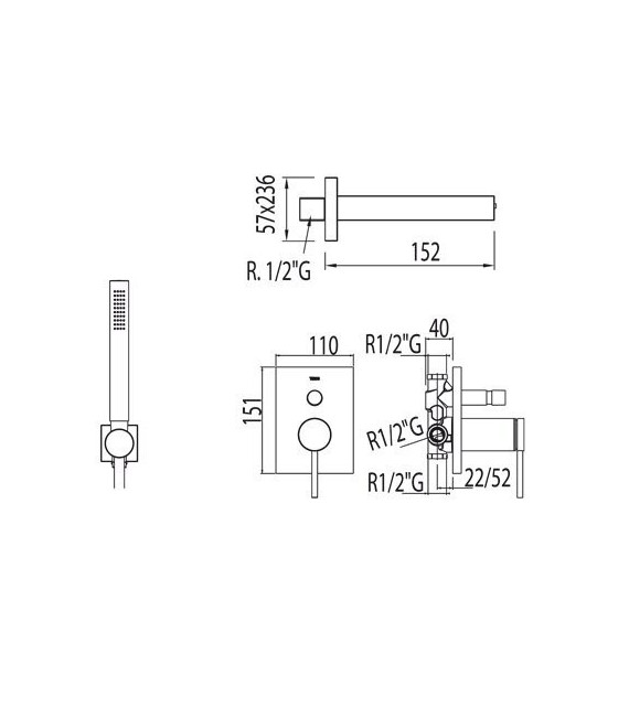 MAX-TRES 06218006 Kit MONO-TERM Empotrar Ducha