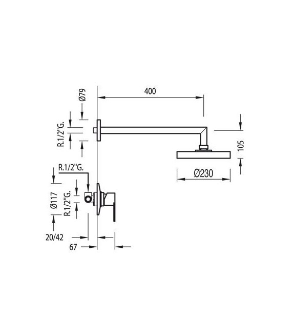 BM-TRES 117377 Kit Ducha Grifo Empotrado