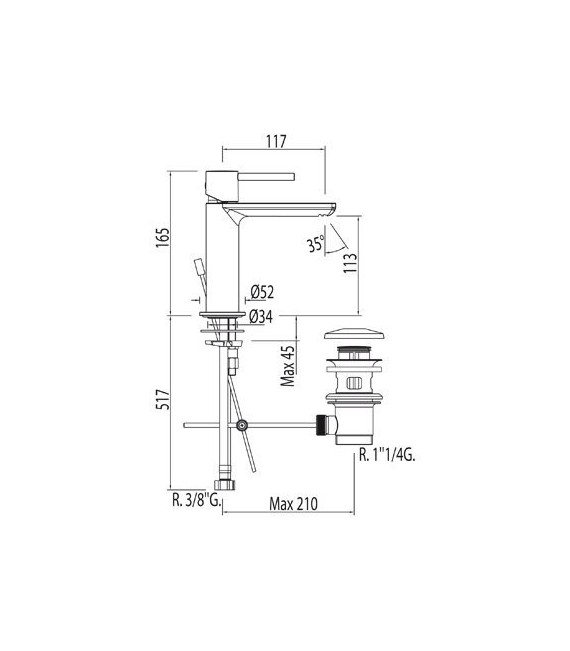 MAX-TRES 06210303D Grifo Lavabo C/Desagüe Automático