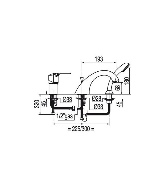 K-TRES 169145 Grifo Bañera de Repisa Ducha móvil masaje Ø 110 mm.