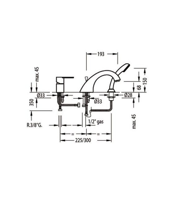 BM-TRES 117145 Grifo Bañera de Repisa Ducha Antical.