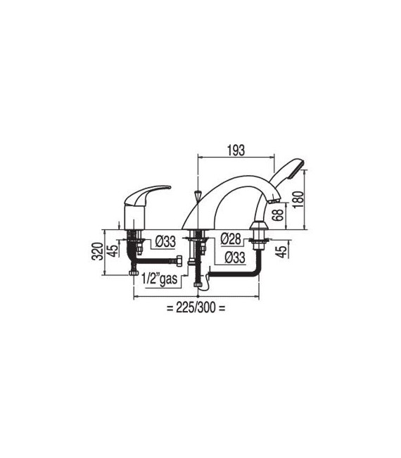 MONO-TRES 2000 172145 Grifo Bañera de Repisa Ducha masaje.
