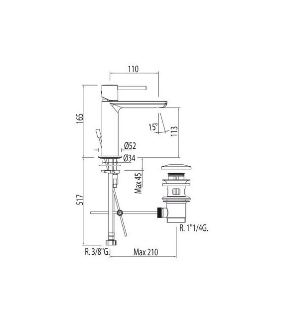 MAX-TRES 06210302D Grifo Lavabo C/Desagüe Automático