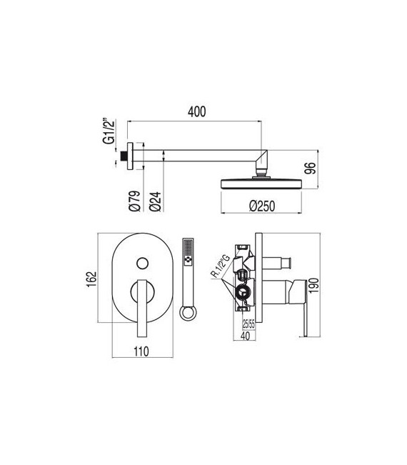 LEX-TRES 18188005 Kit Ducha Grifo Empotrado