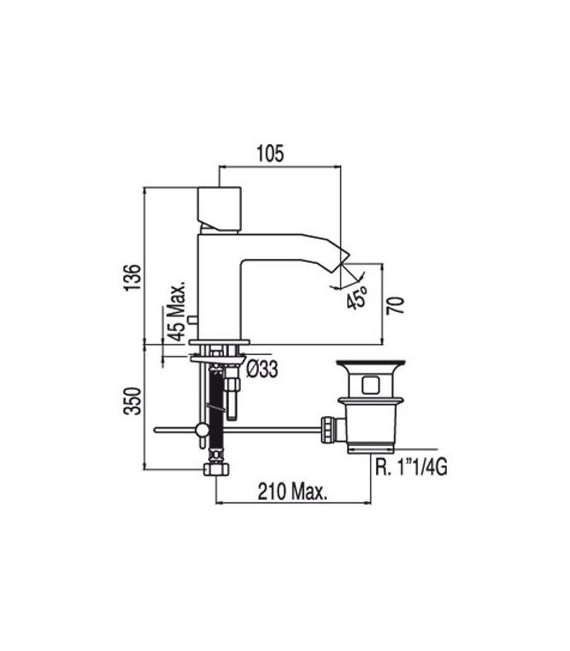 CUADRO-TRES 107103DA Grifo Lavabo con aireador