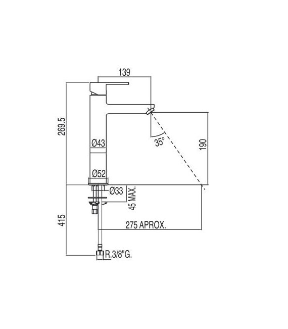 LEX-TRES 186217 Grifo Lavabo con alargadera media