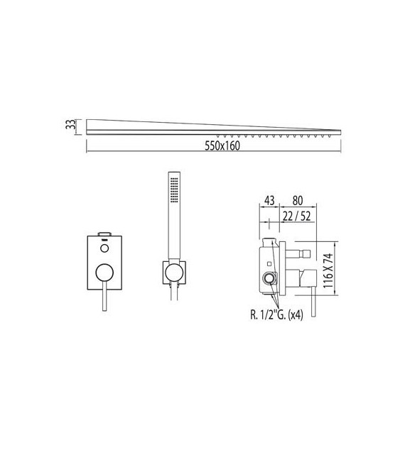 MAX-TRES 06251601 Kit Ducha Grifo Empotrado