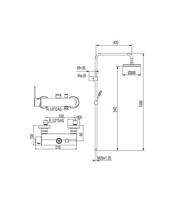 LEX-TRES 181191 Conjunto Ducha Grifo Antical