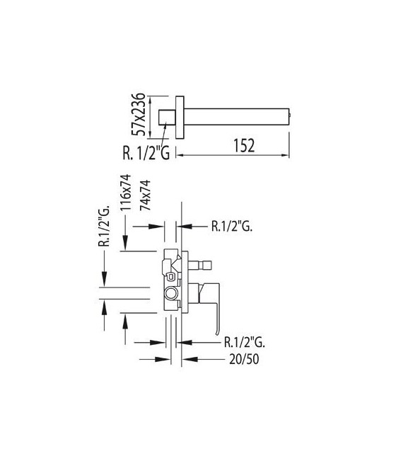 CUADRO-TRES 00618006 Kit Ducha Grifo Empotrado
