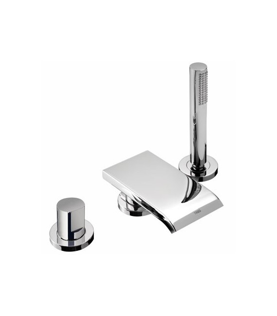 MAX-TRES 06116101 Grifo Bañera de Repisa con caño Cascada y Ducha Antical