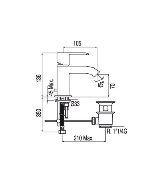 CUADRO-TRES 106103 Grifo Lavabo con aireador