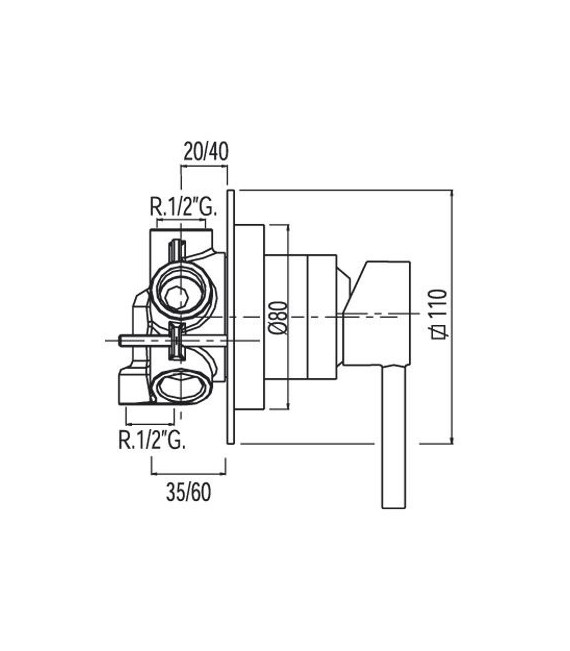 MAX-TRES 134550 Distribuidor Empotrado de 5 vías