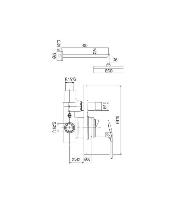 K-TRES 169980 Kit Ducha Grifo Empotrado