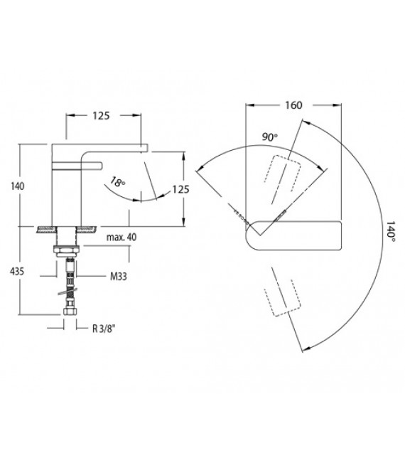 TENSO Monomando Lavabo Caño Alto