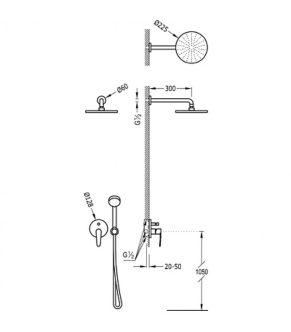 FLAT-TRES 20418002 Kit Ducha Grifo Empotrado FLAT