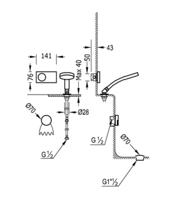 TRES 09286573 Kit electrónico de Bañera termostático Empotrado