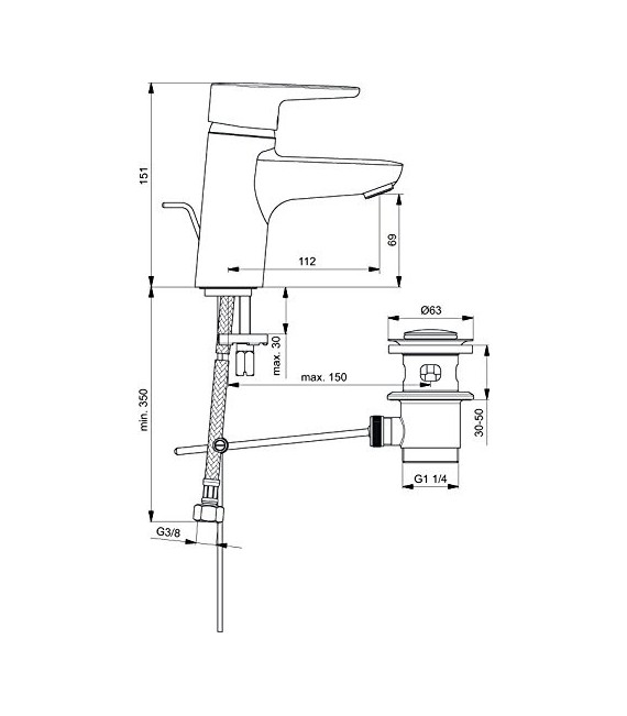IDEAL STANDARD B0175AA CONNECT Grifo Lavabo Con Desagüe