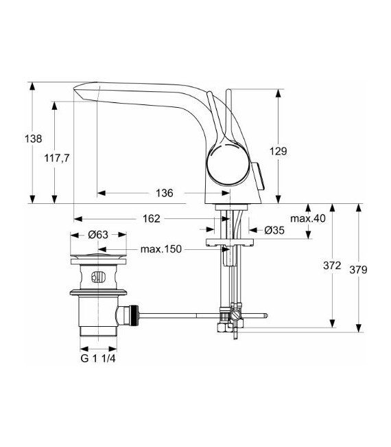 IDEAL STANDARD A4260AA Melange Monomando Lavabo