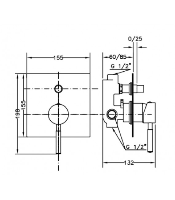TAU MONOMANDO EMPOTRADO CON INVERSOR BAÑO/DUCHA