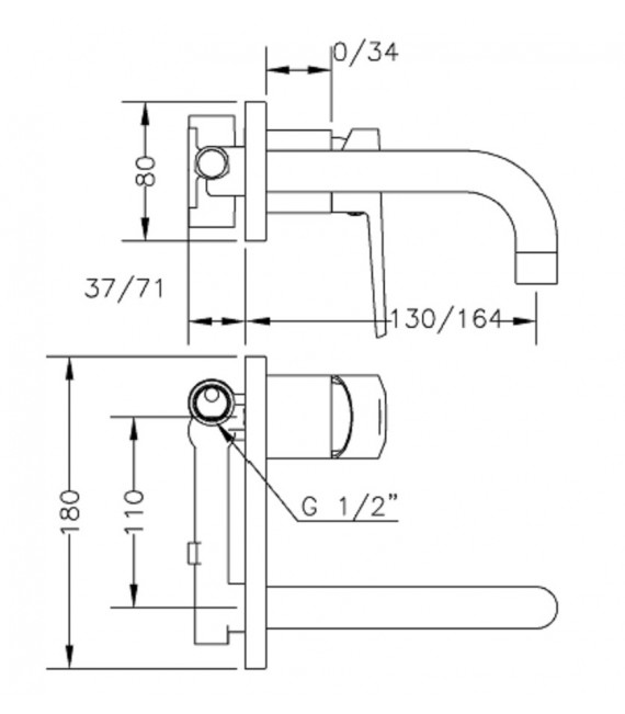 KLIP Monomando Lavabo Mural