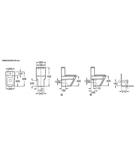 HALL Inodoro Completo Adosado Pared