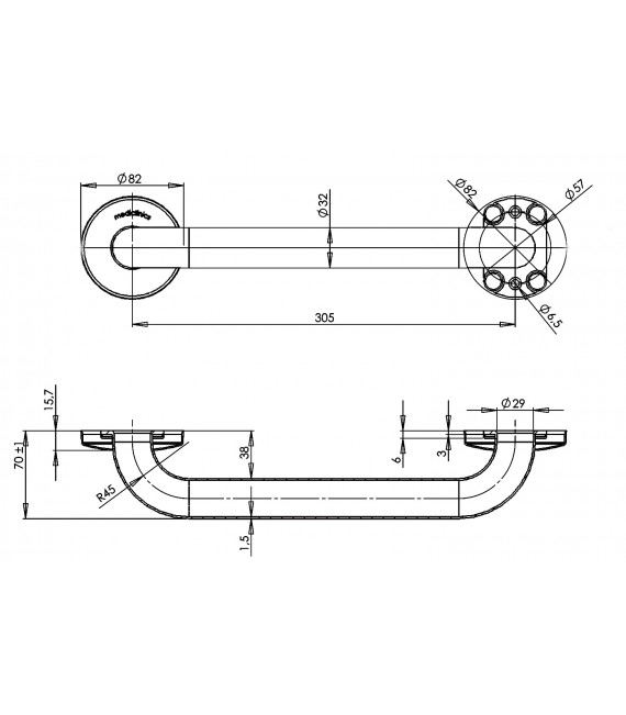BARRA Ayuda Recta INOX Cromo