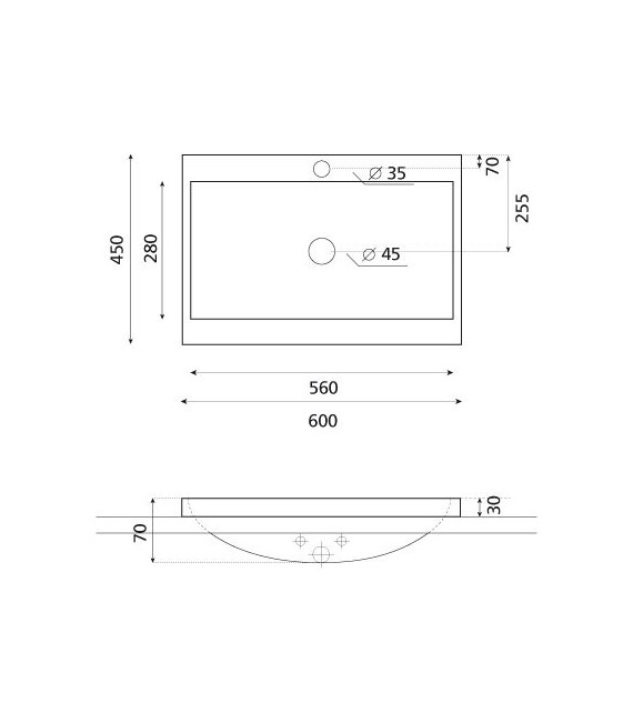 MANHATTAN Lavabo Resina 60x45 cm.
