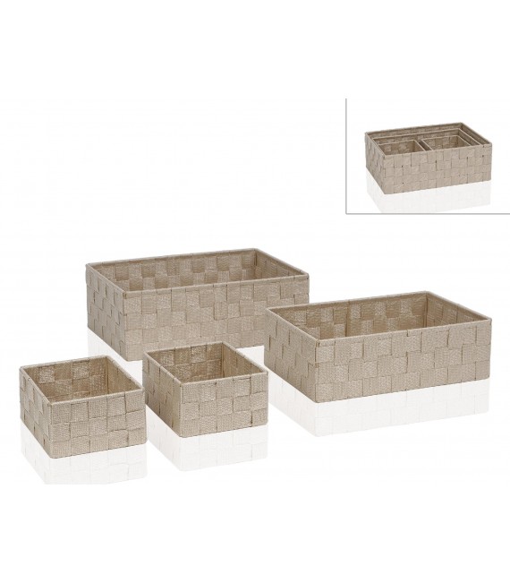 ANDREA HOUSE BA61078 Set 4 Cajas Entrelazado Beige