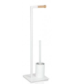 ANDREA HOUSE BA63066 Soporte Papel/Escobilla Blanco-Madera Natural