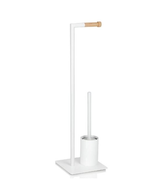 ANDREA HOUSE BA63066 Soporte Papel/Escobilla Blanco-Madera Natural