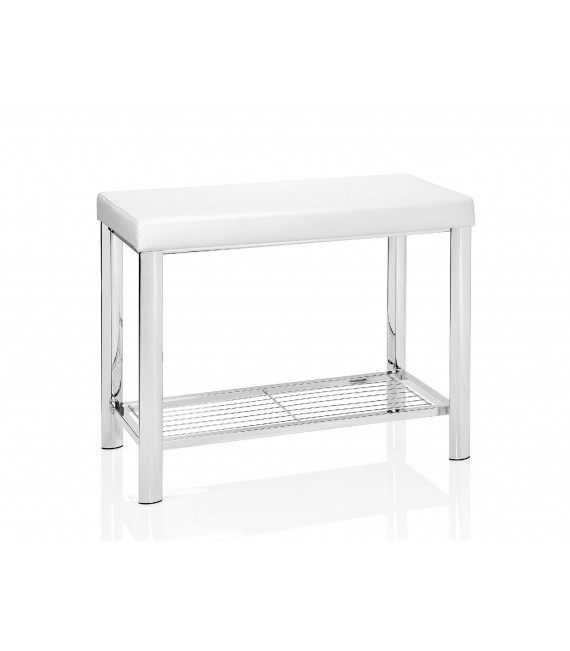 ANDREA HOUSE BA65220 Taburete Doble Efecto Piel Blanco/Cromado