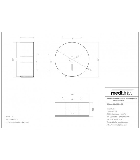MEDICLINICS PR2787CS Dispensador Papel Higiénico Inox Satinado