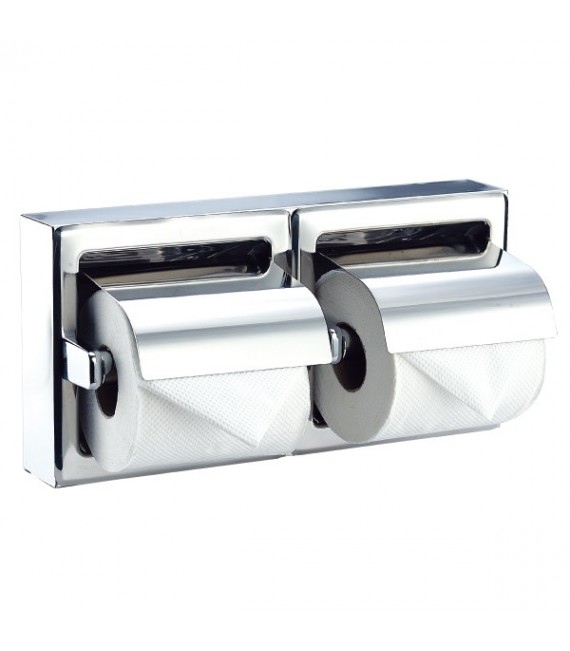 MEDICLINICS AI0320C Portarollos doble con tapa acero Brillo